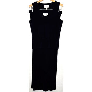 Vintage Emanuel Ungaro Tank Top Maxi Skirt Set Womens Small Petite Black Slinky